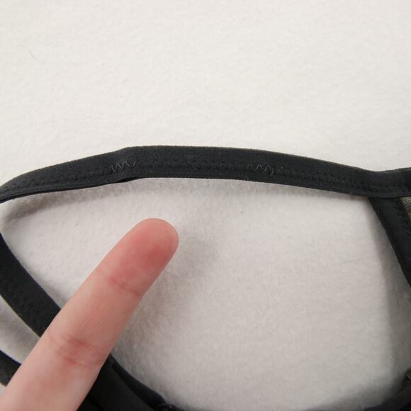 Nike Sports Bra Gray Green Black Dri-FIT V-Neck Racerback Strappy Mesh Size M - Picture 6 of 11